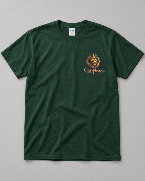 Old-Head Crowned Lion Left-Chest T-Shirt