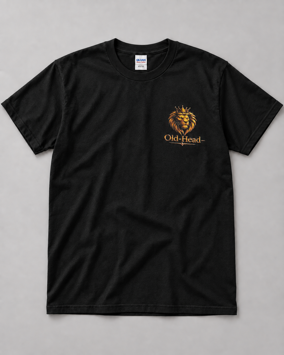 Old-Head Crowned Lion Left-Chest T-Shirt