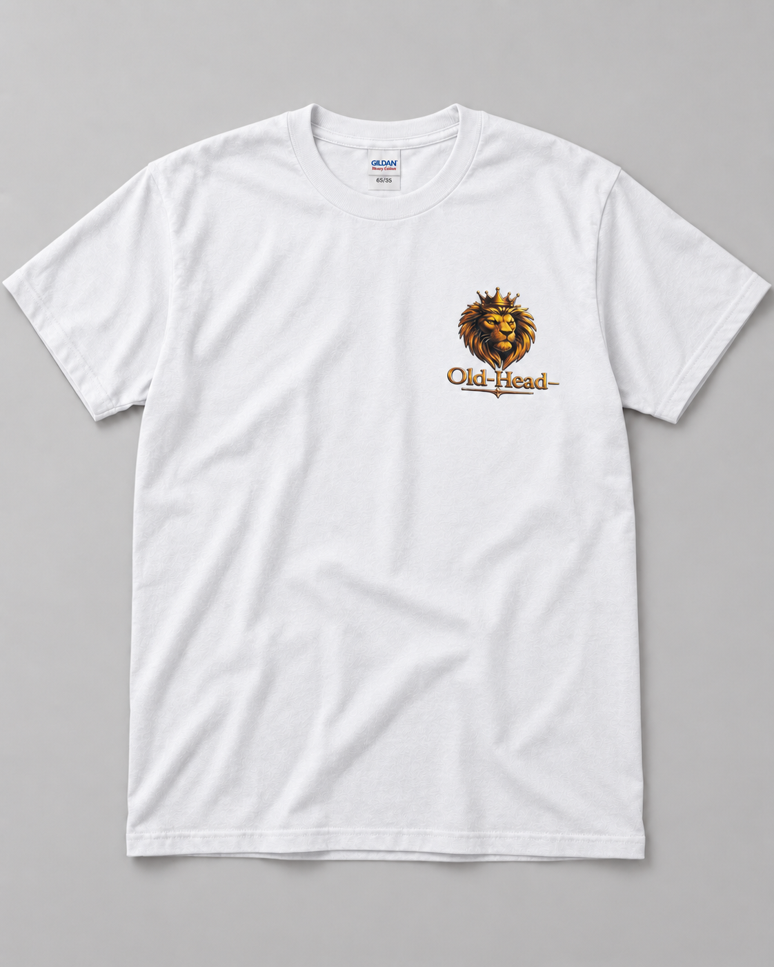 Old-Head Crowned Lion Left-Chest T-Shirt